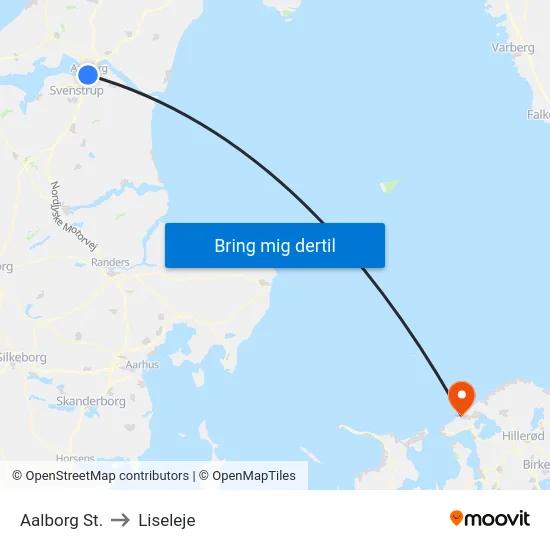 Aalborg St. to Liseleje map