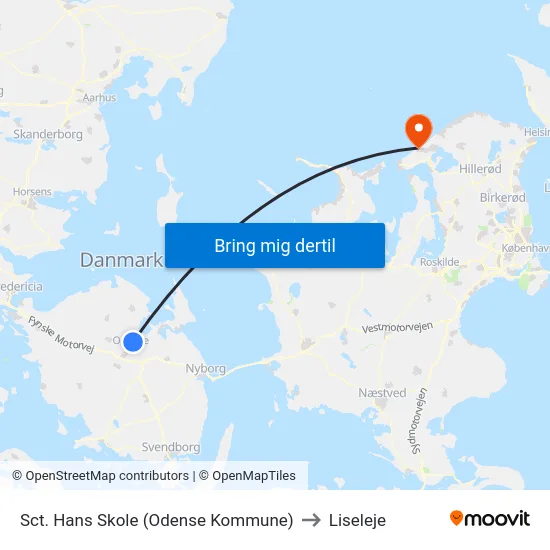 Sct. Hans Skole (Odense Kommune) to Liseleje map