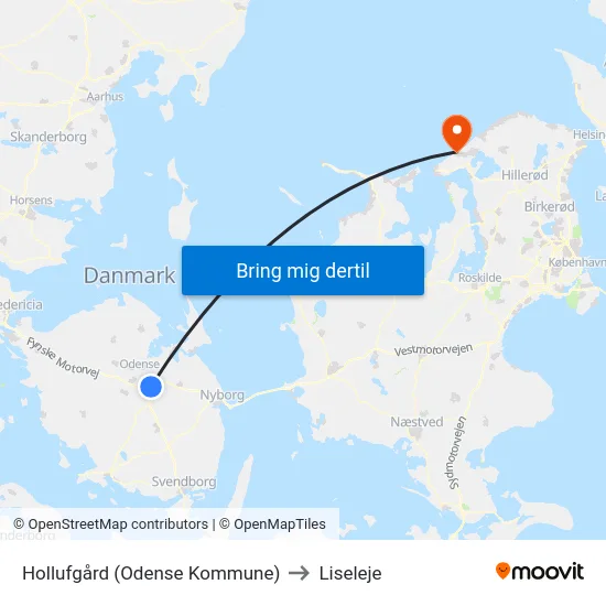 Hollufgård (Odense Kommune) to Liseleje map