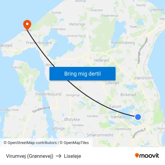 Virumvej (Grønnevej) to Liseleje map