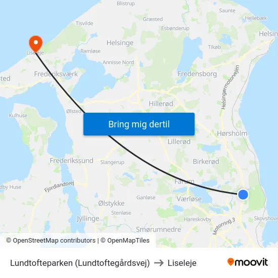 Lundtofteparken (Lundtoftegårdsvej) to Liseleje map