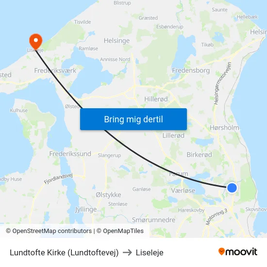 Lundtofte Kirke (Lundtoftevej) to Liseleje map