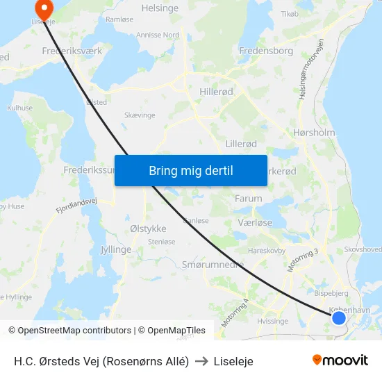 H.C. Ørsteds Vej (Rosenørns Allé) to Liseleje map