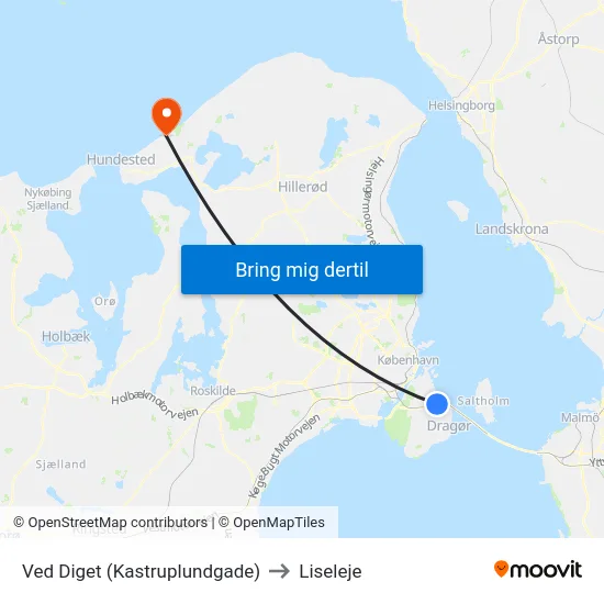 Ved Diget (Kastruplundgade) to Liseleje map