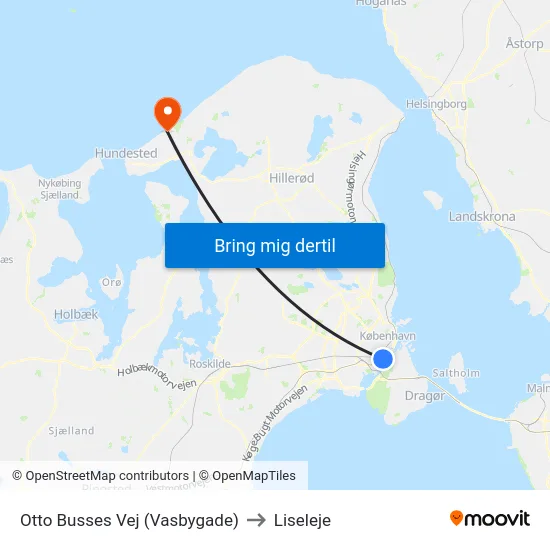 Otto Busses Vej (Vasbygade) to Liseleje map