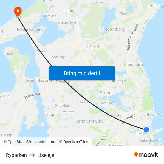 Ryparken to Liseleje map