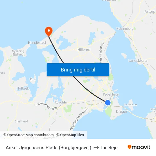Anker Jørgensens Plads (Borgbjergsvej) to Liseleje map