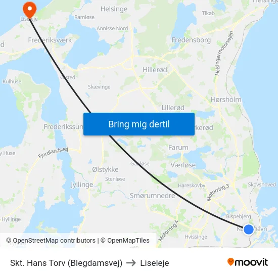 Skt. Hans Torv (Blegdamsvej) to Liseleje map