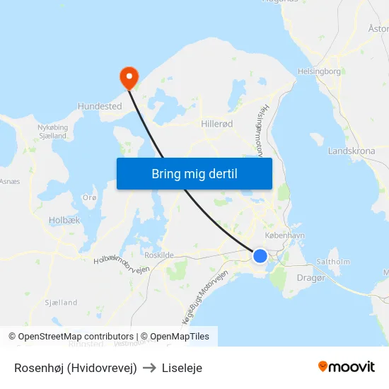 Rosenhøj (Hvidovrevej) to Liseleje map