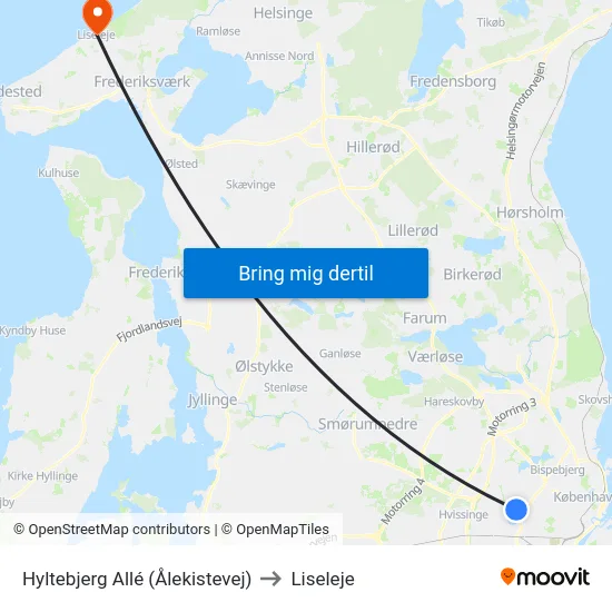Hyltebjerg Allé (Ålekistevej) to Liseleje map