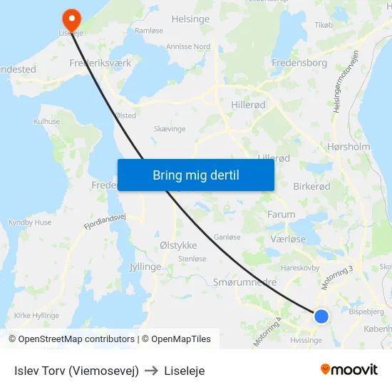 Islev Torv (Viemosevej) to Liseleje map
