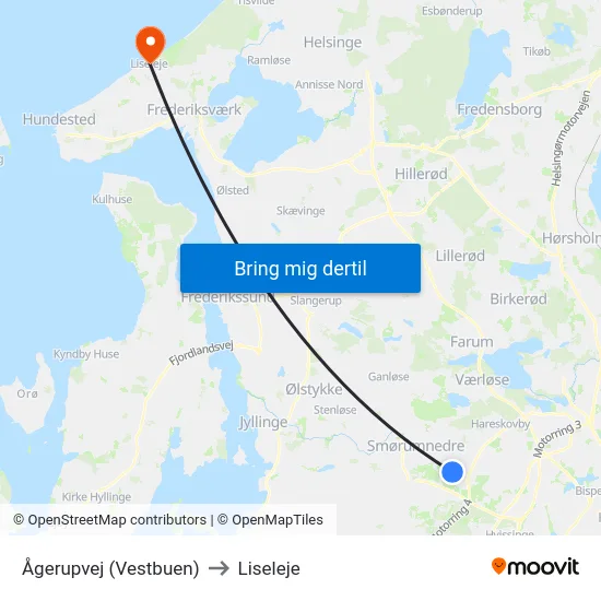 Ågerupvej (Vestbuen) to Liseleje map