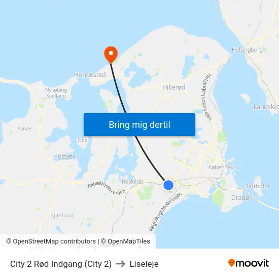 City 2 Rød Indgang (City 2) to Liseleje map