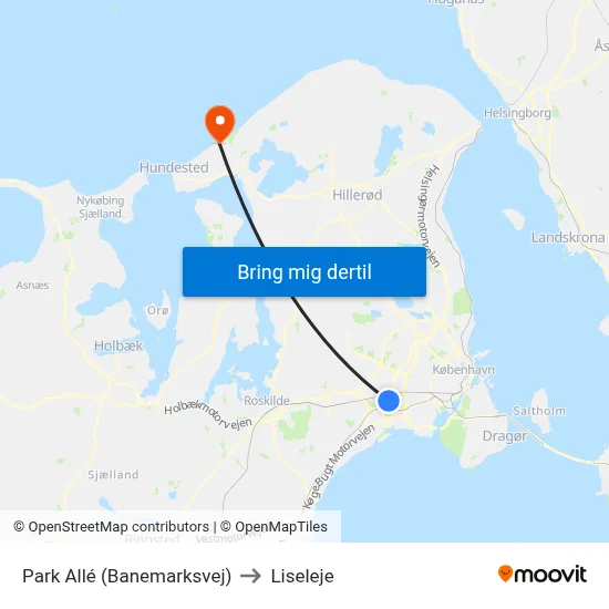 Park Allé (Banemarksvej) to Liseleje map