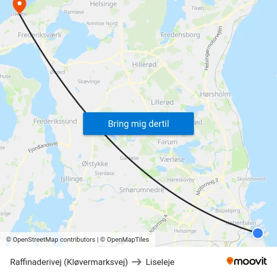 Raffinaderivej (Kløvermarksvej) to Liseleje map