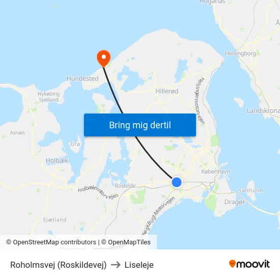 Roholmsvej (Roskildevej) to Liseleje map