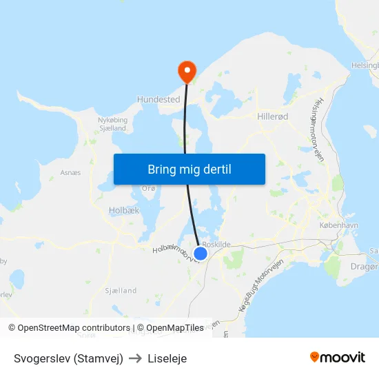 Svogerslev (Stamvej) to Liseleje map