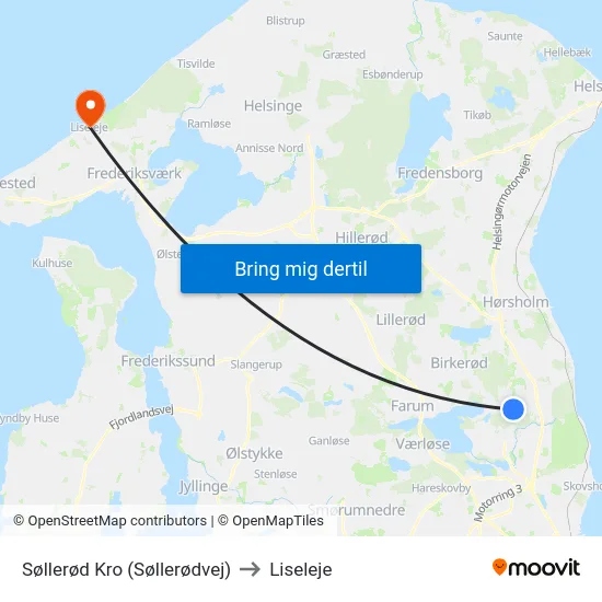 Søllerød Kro (Søllerødvej) to Liseleje map