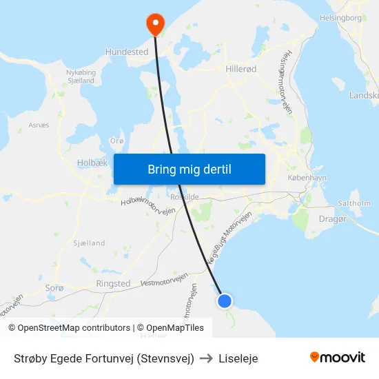 Strøby Egede Fortunvej (Stevnsvej) to Liseleje map