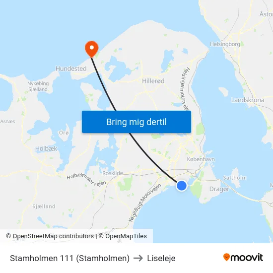 Stamholmen 111 (Stamholmen) to Liseleje map