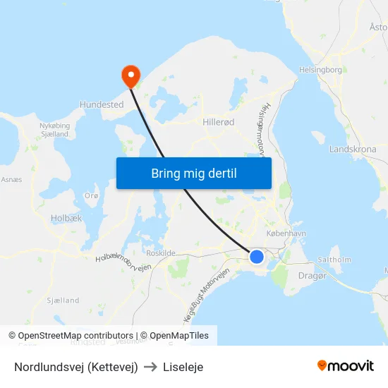 Nordlundsvej (Kettevej) to Liseleje map