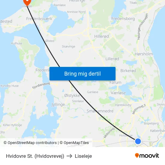 Hvidovre St. (Hvidovrevej) to Liseleje map