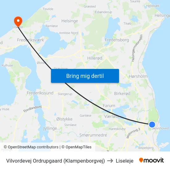 Vilvordevej Ordrupgaard (Klampenborgvej) to Liseleje map