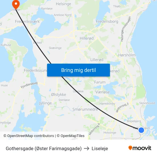 Gothersgade (Øster Farimagsgade) to Liseleje map