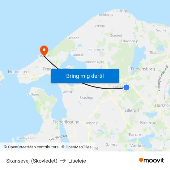 Skansevej (Skovledet) to Liseleje map