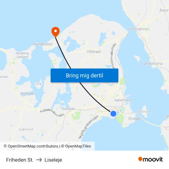 Friheden St. to Liseleje map