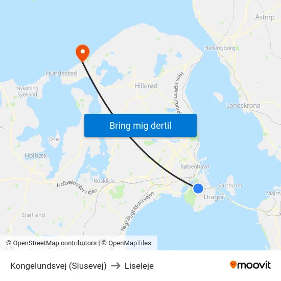 Kongelundsvej (Slusevej) to Liseleje map