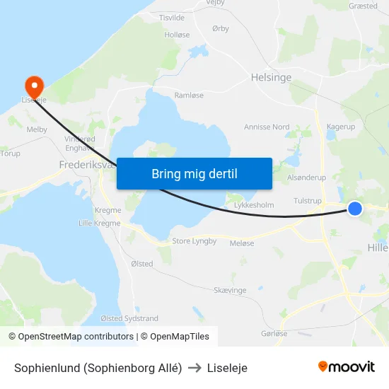 Sophienlund (Sophienborg Allé) to Liseleje map