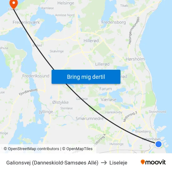 Galionsvej (Danneskiold-Samsøes Allé) to Liseleje map
