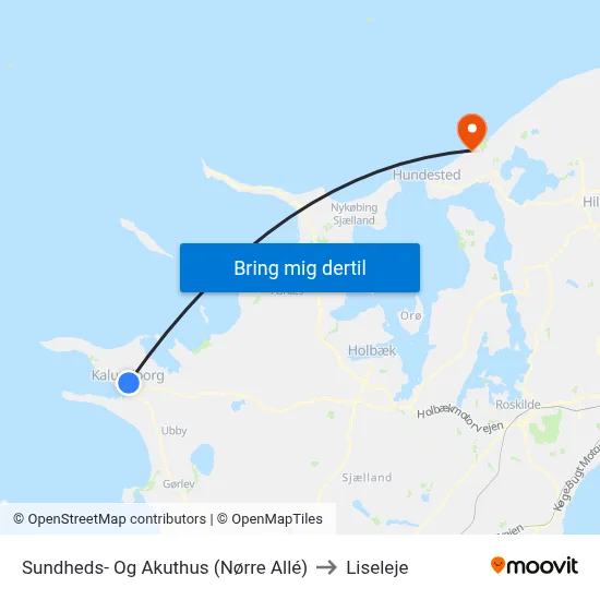 Sundheds- Og Akuthus (Nørre Allé) to Liseleje map