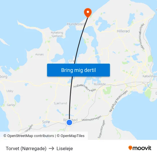 Torvet (Nørregade) to Liseleje map