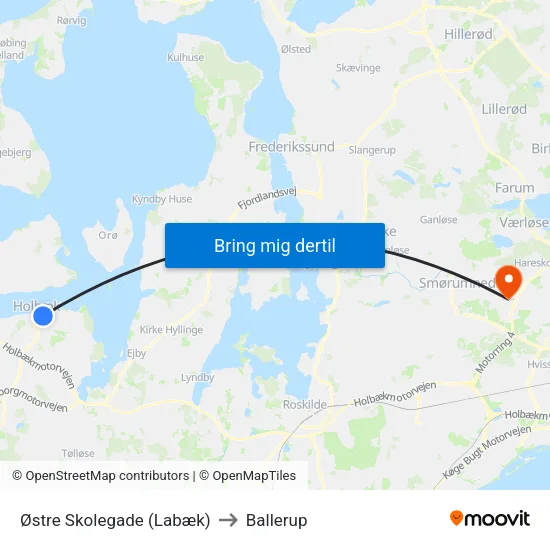 Østre Skolegade (Labæk) to Ballerup map