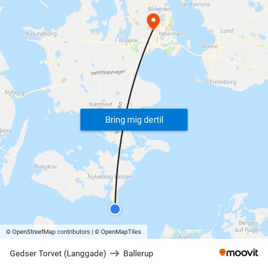 Gedser Torvet (Langgade) to Ballerup map