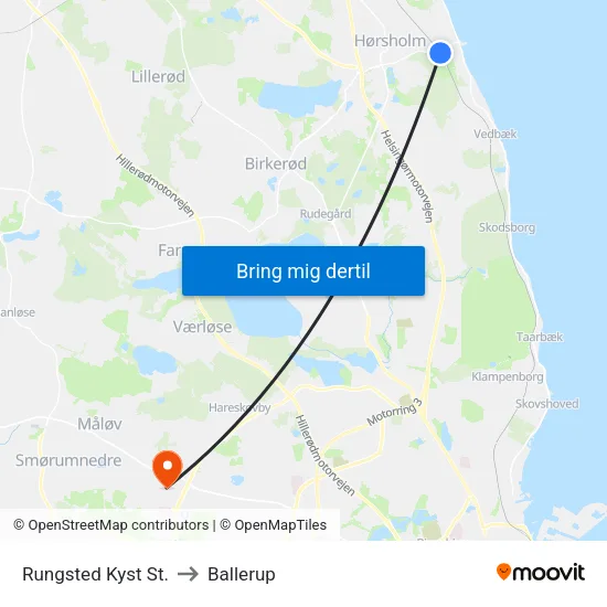 Rungsted Kyst St. to Ballerup map