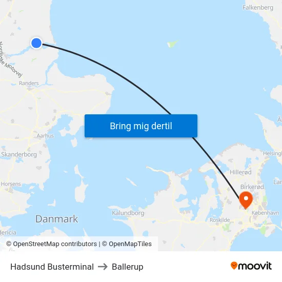 Hadsund Busterminal to Ballerup map