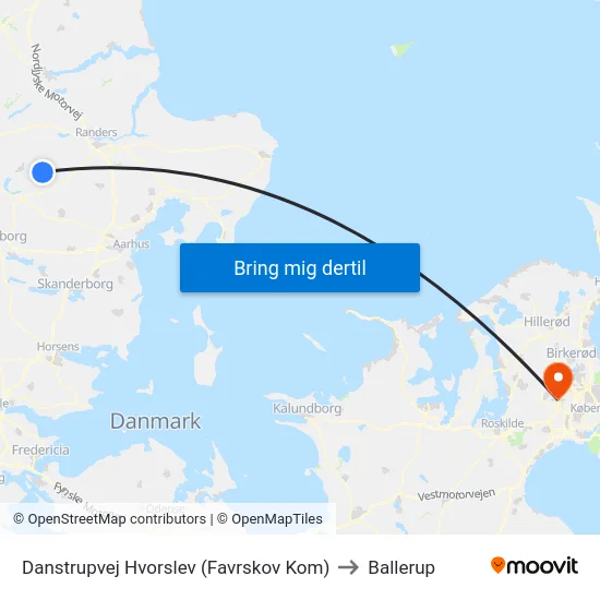 Danstrupvej Hvorslev (Favrskov Kom) to Ballerup map
