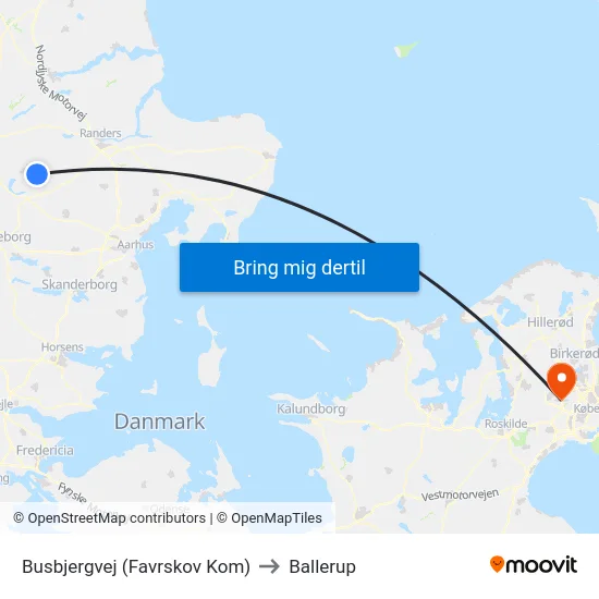 Busbjergvej (Favrskov Kom) to Ballerup map