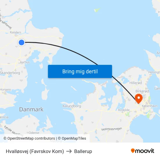 Hvalløsvej (Favrskov Kom) to Ballerup map