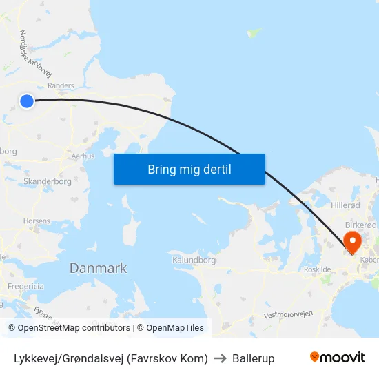 Lykkevej/Grøndalsvej (Favrskov Kom) to Ballerup map