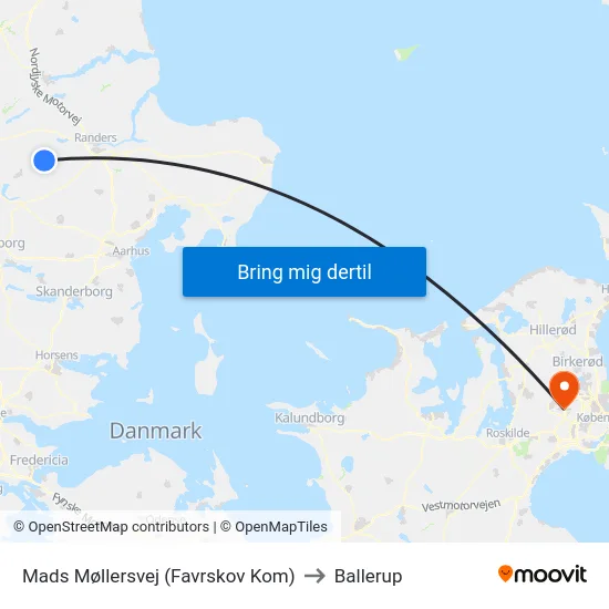 Mads Møllersvej (Favrskov Kom) to Ballerup map
