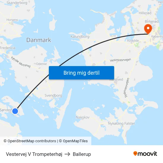 Vestervej V Trompeterhøj to Ballerup map