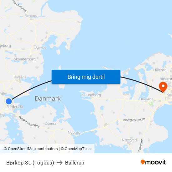 Børkop St. (Togbus) to Ballerup map