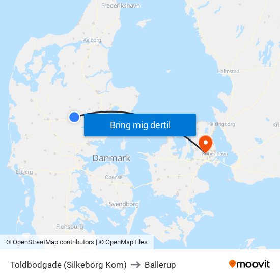 Toldbodgade (Silkeborg Kom) to Ballerup map