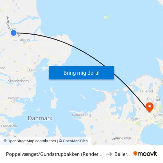Poppelvænget/Gundstrupbakken (Randers Kom) to Ballerup map
