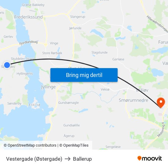 Vestergade (Østergade) to Ballerup map