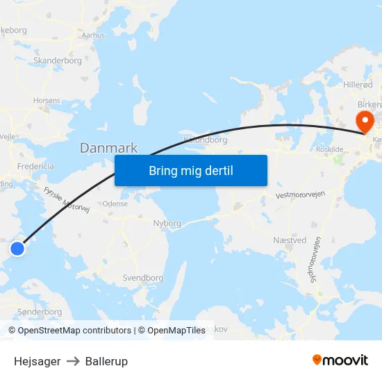 Hejsager to Ballerup map
